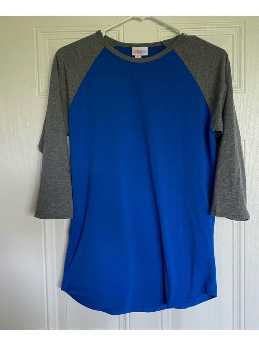 LuLaRoe Blue Tee with Gray Trim